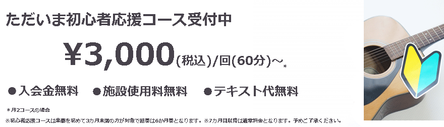 川崎市高津区武蔵新城の伊藤紀彦ギター教室のシンプルな料金プラン